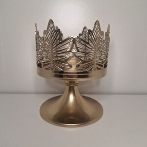 Bath & Body Works Metallic Gold Leaf Pedestal 3-Wick Candle Holder